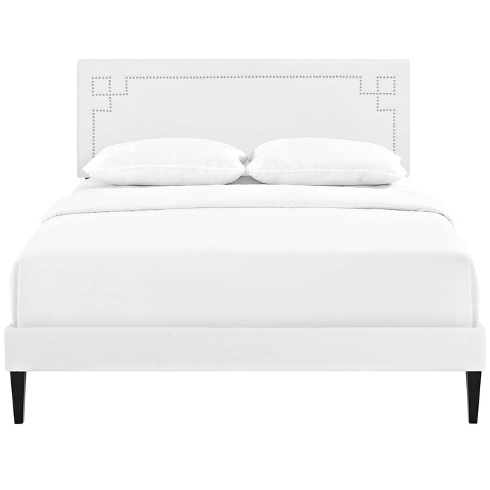 Ruthie Vinyl Platform Bed with Squared Tapered Legs