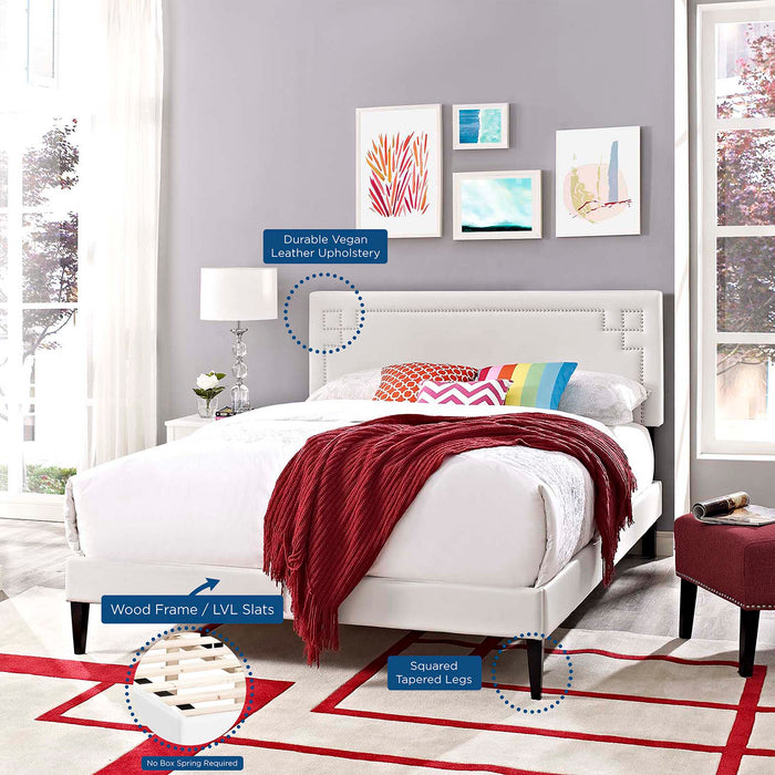 Ruthie Vinyl Platform Bed with Squared Tapered Legs