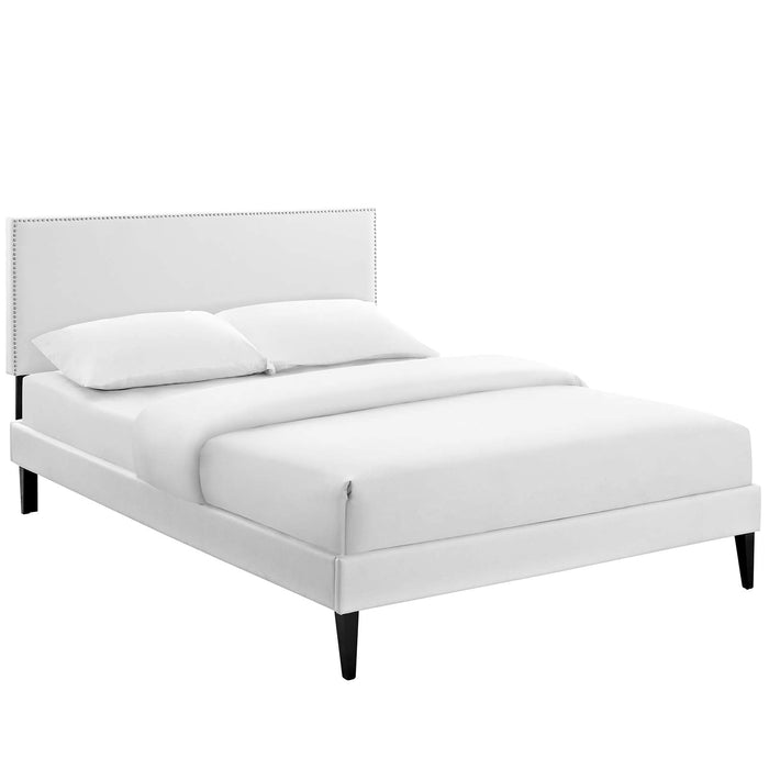 Macie Vinyl Platform Bed with Squared Tapered Legs
