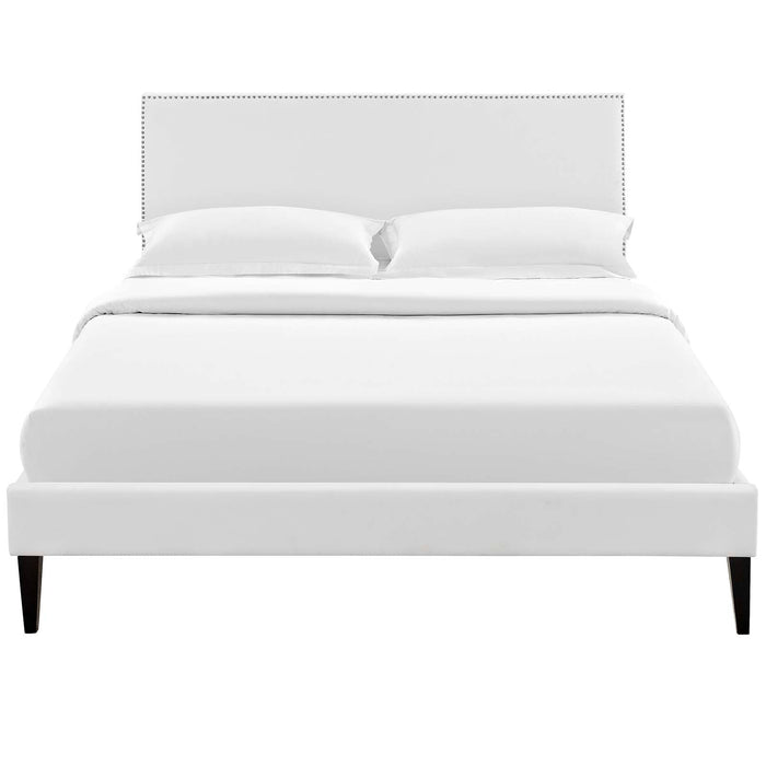 Macie Vinyl Platform Bed with Squared Tapered Legs