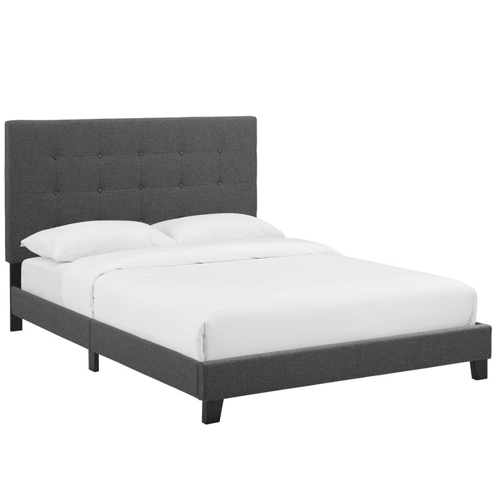 Melanie Tufted Button Upholstered Fabric Platform Bed