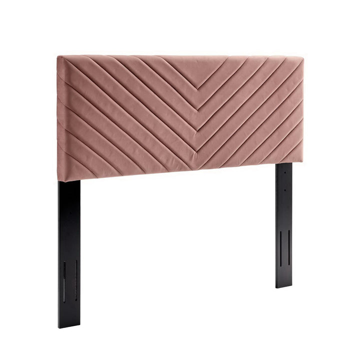 Roxanne Performance Velvet Platform Bed With Black Wood Legs