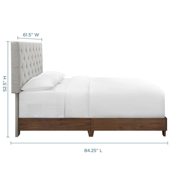 Rhiannon Diamond Tufted Upholstered Fabric Bed - detail close-up