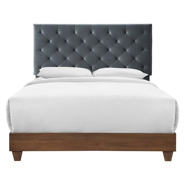 Rhiannon Diamond Tufted Upholstered Fabric Bed