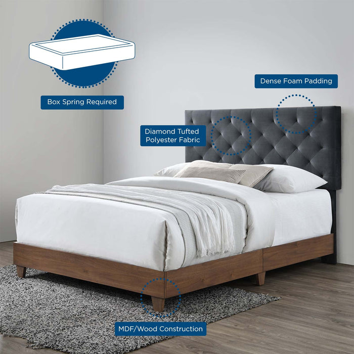 Rhiannon Diamond Tufted Upholstered Fabric Bed