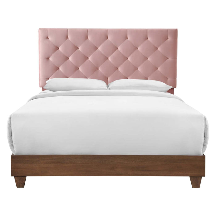 Rhiannon Diamond Tufted Upholstered Fabric Bed