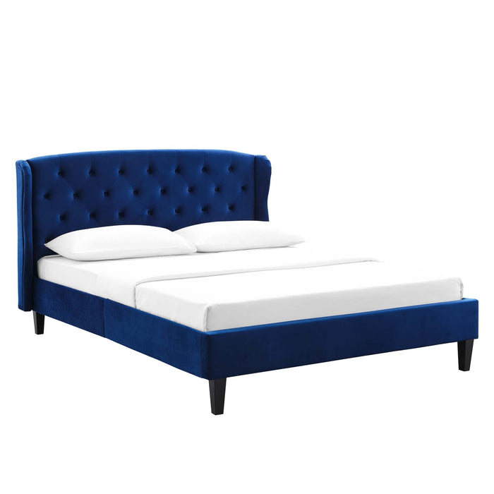 Penelope Tufted Wingback Performance Velvet Platform Bed