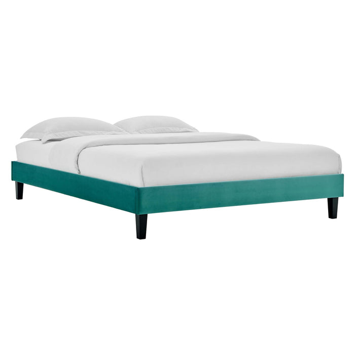 Reign Performance Velvet Platform Bed Frame