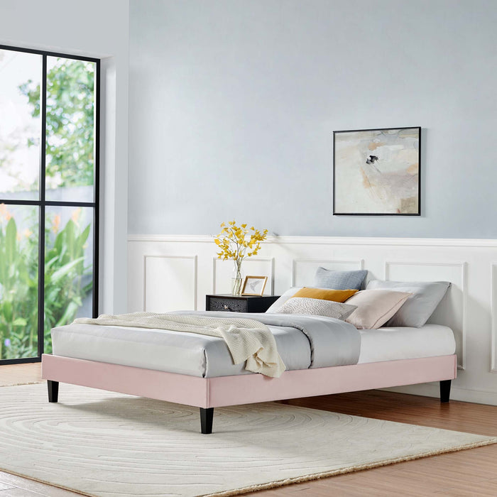 Reign Performance Velvet Platform Bed Frame