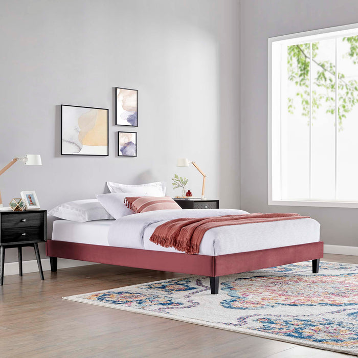 Reign Performance Velvet Platform Bed Frame