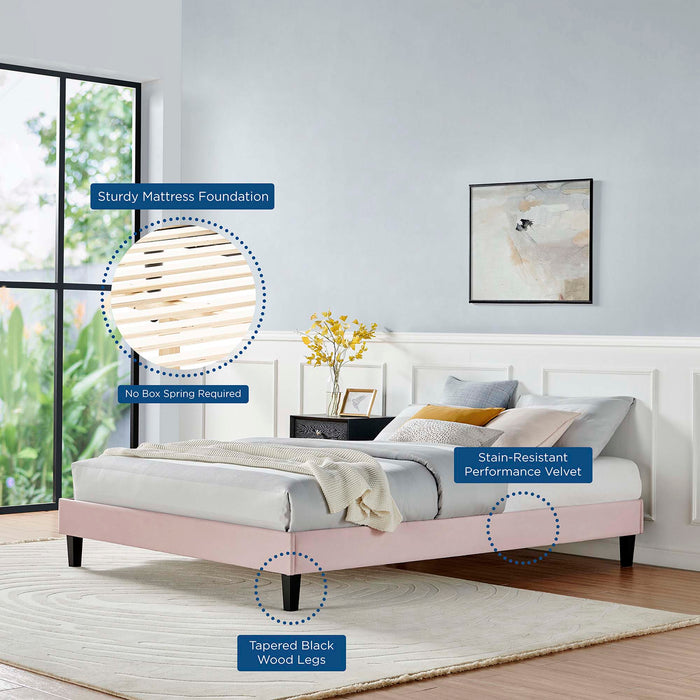 Reign Performance Velvet Platform Bed Frame