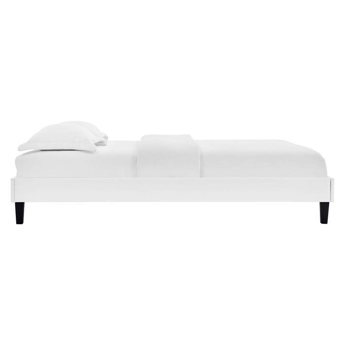 Alessi Performance Velvet Platform Bed With Black Wood Legs
