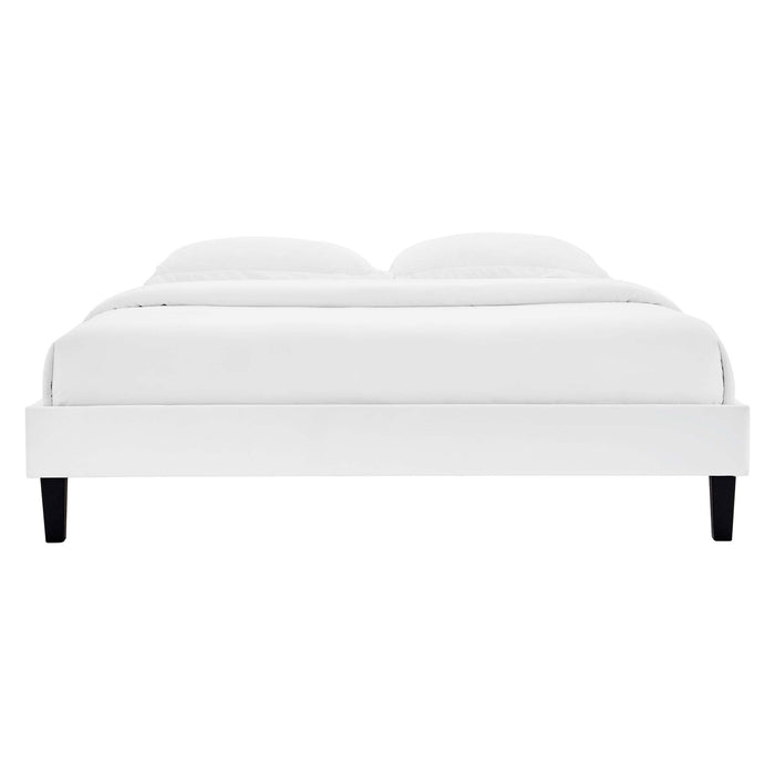 Alessi Performance Velvet Platform Bed With Black Wood Legs