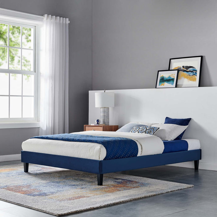 Reign Performance Velvet Platform Bed Frame