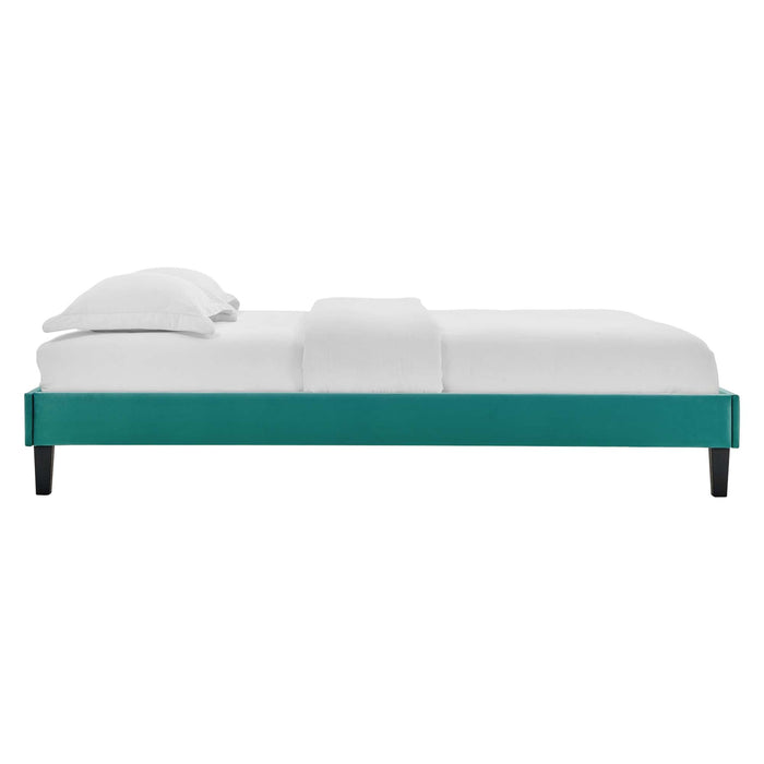 Reign Performance Velvet Platform Bed Frame