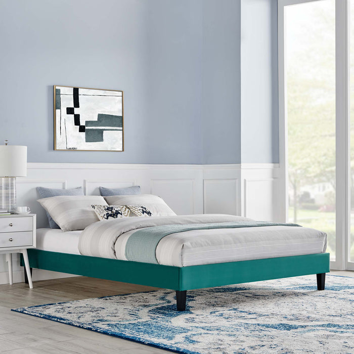 Reign Performance Velvet Platform Bed Frame