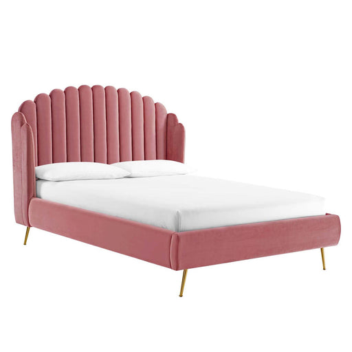 Modway Lana Performance Velvet Queen Wingback Platform Bed Bedroom Furniture - View 37