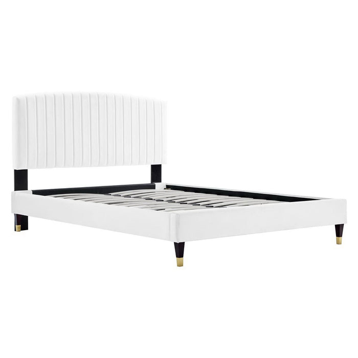 Alessi Performance Velvet Queen Platform Bed