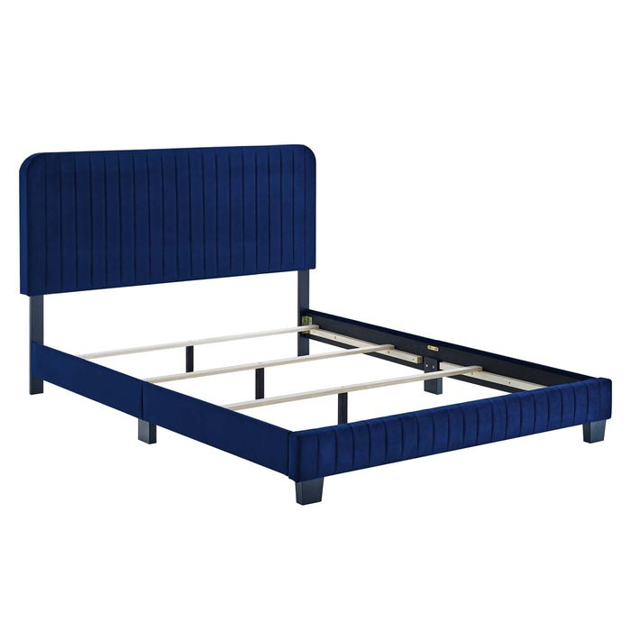 Celine Channel Tufted Performance Velvet Bed