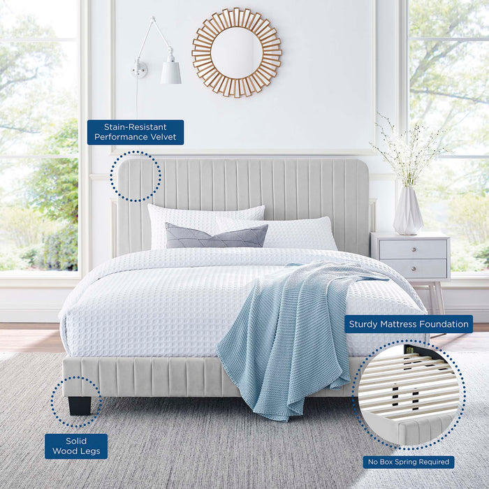 Celine Channel Tufted Performance Velvet Platform Bed