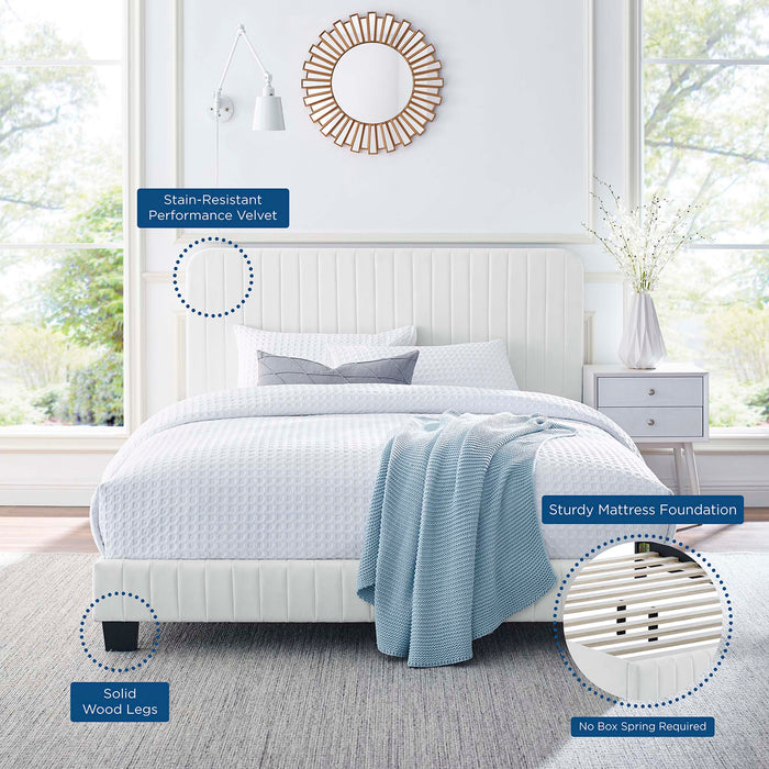 Celine Channel Tufted Performance Velvet Platform Bed