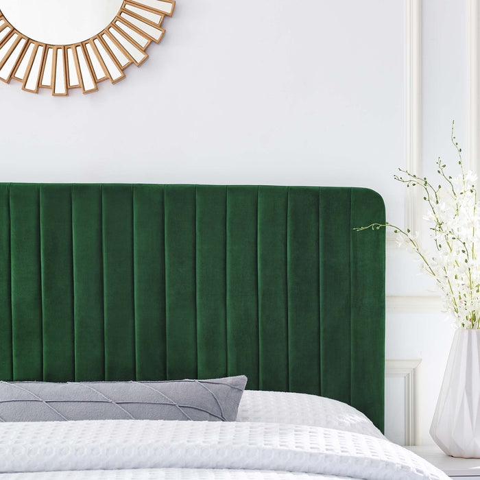 Milenna Channel Tufted Performance Velvet Headboard