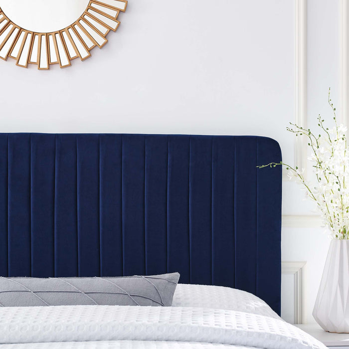 Milenna Channel Tufted Performance Velvet Headboard