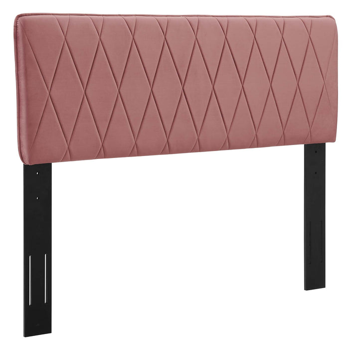Modway Leila Performance Velvet Headboard Bedroom Furniture in Blue - Side View