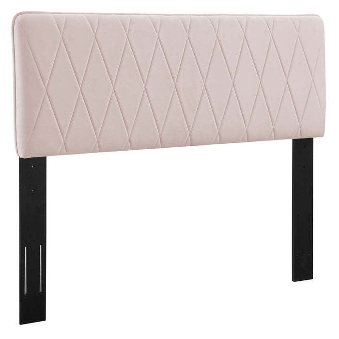 Modway Leila Performance Velvet Headboard Bedroom Furniture in Blue