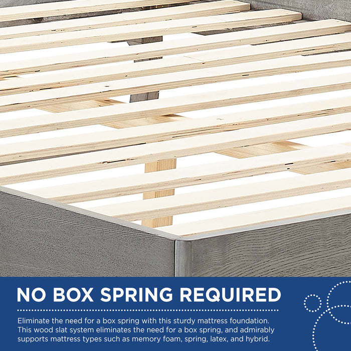 Sierra Cane and Wood Platform Bed With Angular Legs