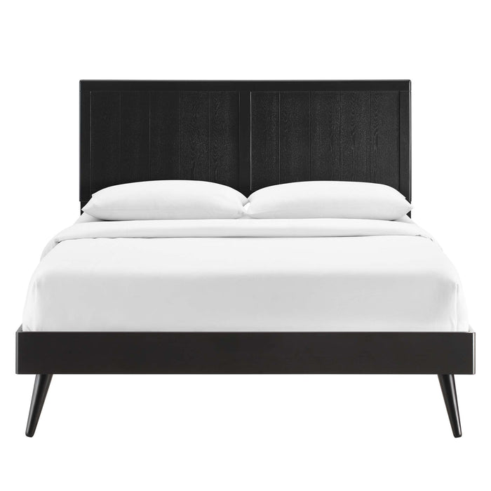 Alana Wood Platform Bed With Splayed Legs