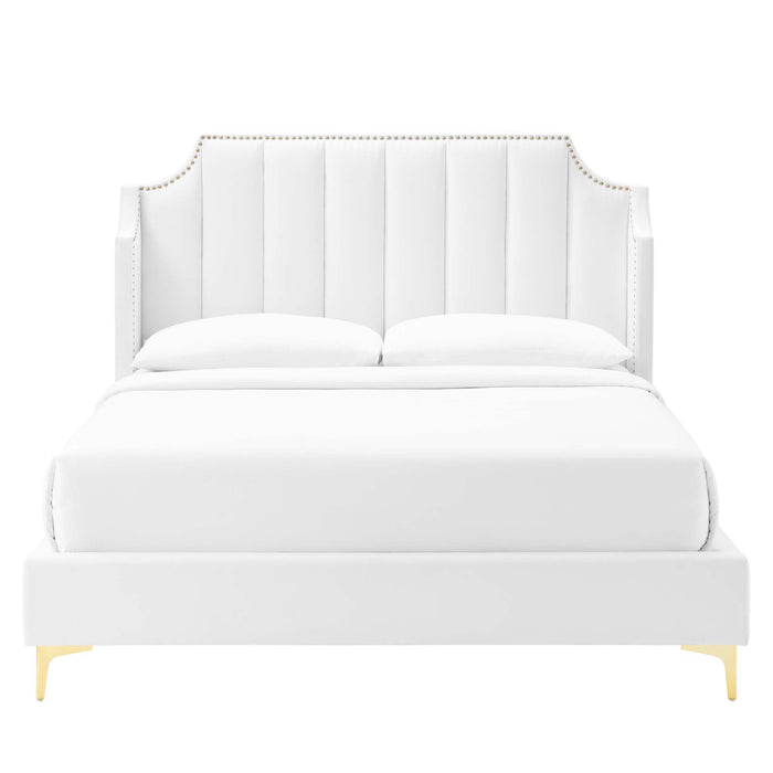 Daniella Performance Velvet Queen Platform Bed