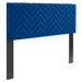 Modway Mercy Chevron Tufted Performance Velvet Headboard Bedroom Furniture in Blue - Side View