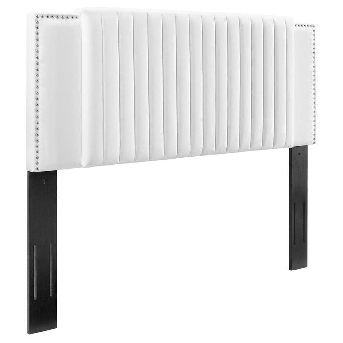 Zahra Channel Tufted Performance Velvet Platform Bed With Wood and Gold Legs