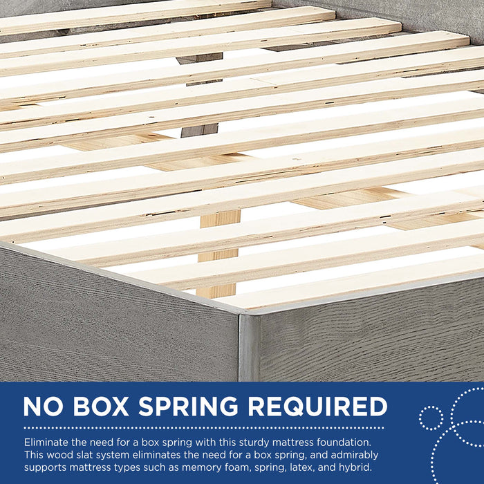 Kelsea Cane and Wood Platform Bed With Angular Legs