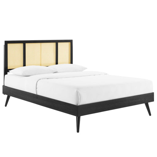 Modway Kelsea Cane and Wood Platform Bed With Splayed Legs Bedroom Furniture - View 62