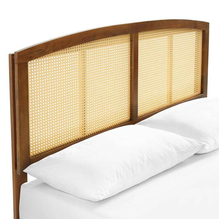 Sierra Cane and Wood Platform Bed With Angular Legs