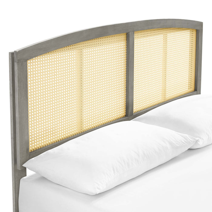 Sierra Cane and Wood Platform Bed With Splayed Legs