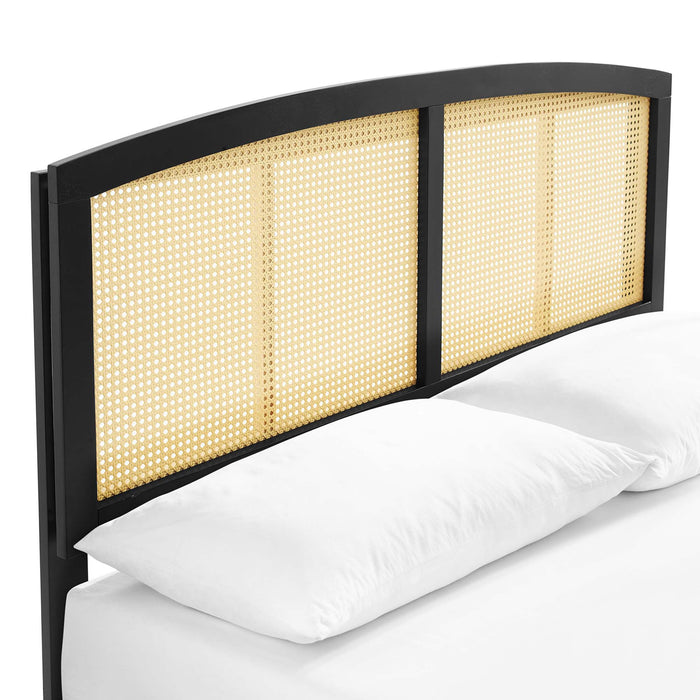 Sierra Cane and Wood Platform Bed With Splayed Legs