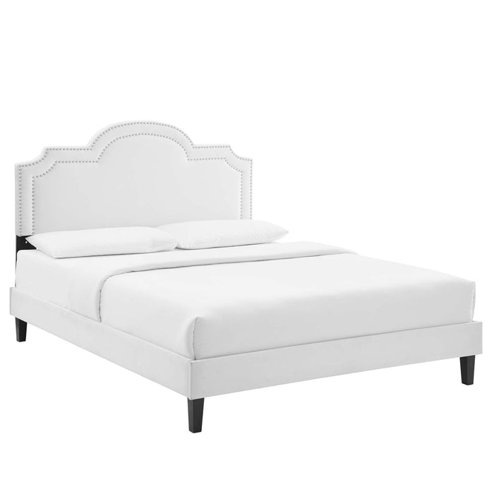 Aviana Performance Velvet Bed With Black Wood Legs