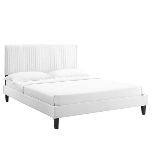 Modway Peyton Performance Velvet Platform Bed With Black Wood Legs Bedroom Furniture - View 13