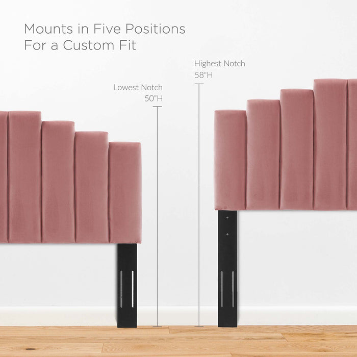 Elise Performance Velvet Platform Bed With Black Wood Legs