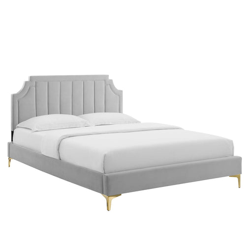 Modway Sienna Performance Velvet Platform Bed With Gold Metal Legs Bedroom Furniture - View 49