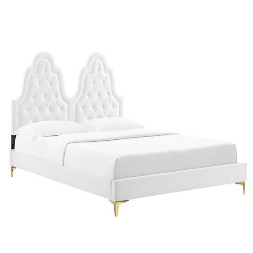 Modway Alexandria Tufted Performance Velvet Platform Bed With Gold Legs - Product Image 48