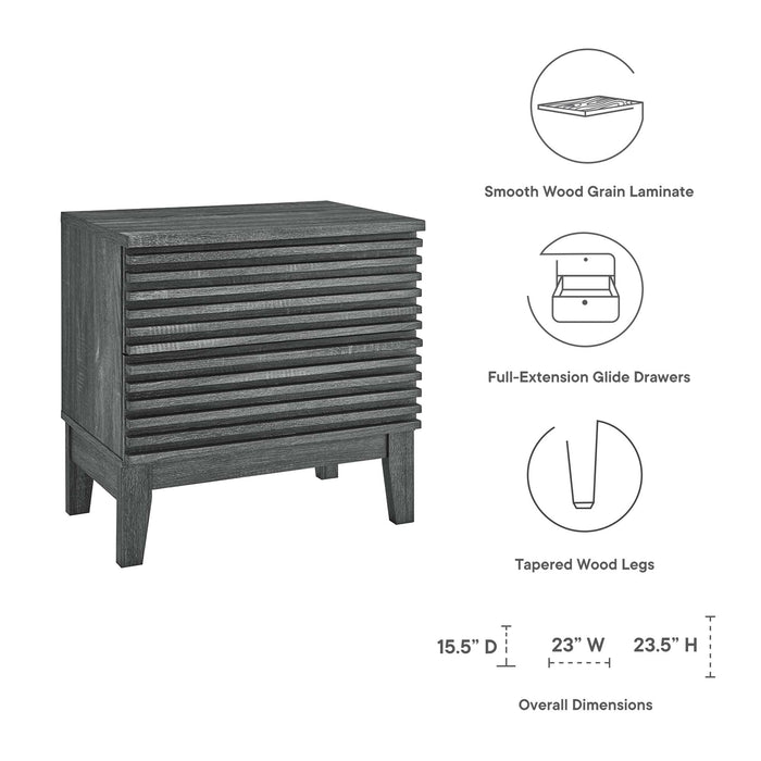 Modway Render Two-Drawer Nightstand Bedroom Furniture in Black - Side View