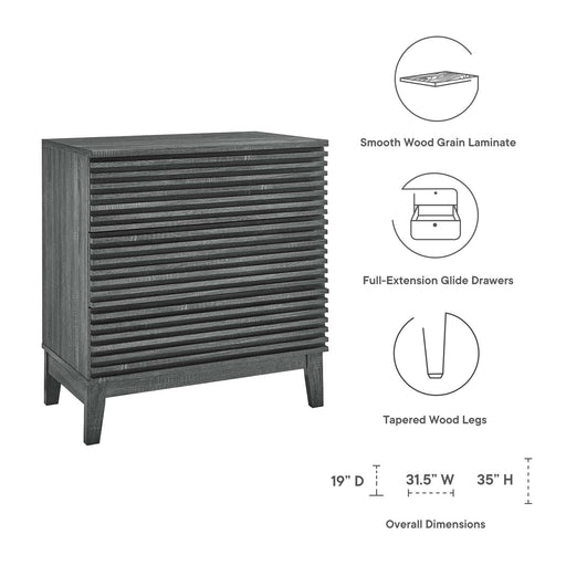 Modway Render 3-Drawer Bachelor's Chest Living Room Furniture in Black - Side View