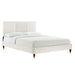 Modway Sofia Channel Tufted Performance Velvet Platform Bed With Wood and Gold Legs Bedroom Furniture in Blue