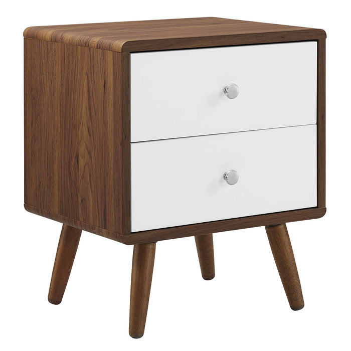 Modway Transmit 2-Drawer Nightstand Bedroom Furniture in White