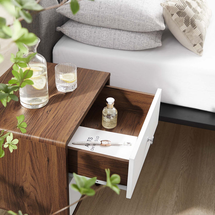 Modway Transmit 2-Drawer Nightstand Bedroom Furniture in White - Detail View