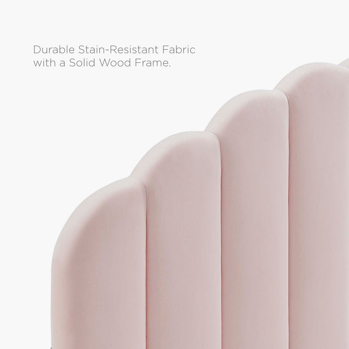 Daisy Performance Velvet Platform Bed With Black Wood Legs